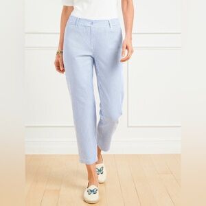 Talbots 100% Cotton Blue Seersucker “Perfect Crop” Pants